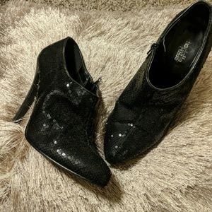 Charlotte Russe black sequin booties